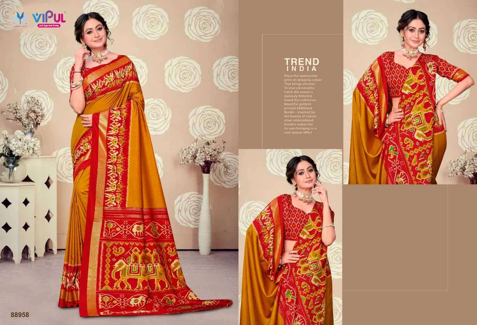 VIPUL FASHION SANTOSA SILK WITH  PATOLA BORDER SAREE