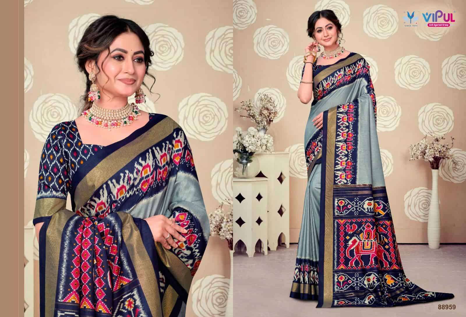 VIPUL FASHION SANTOSA SILK WITH  PATOLA BORDER SAREE