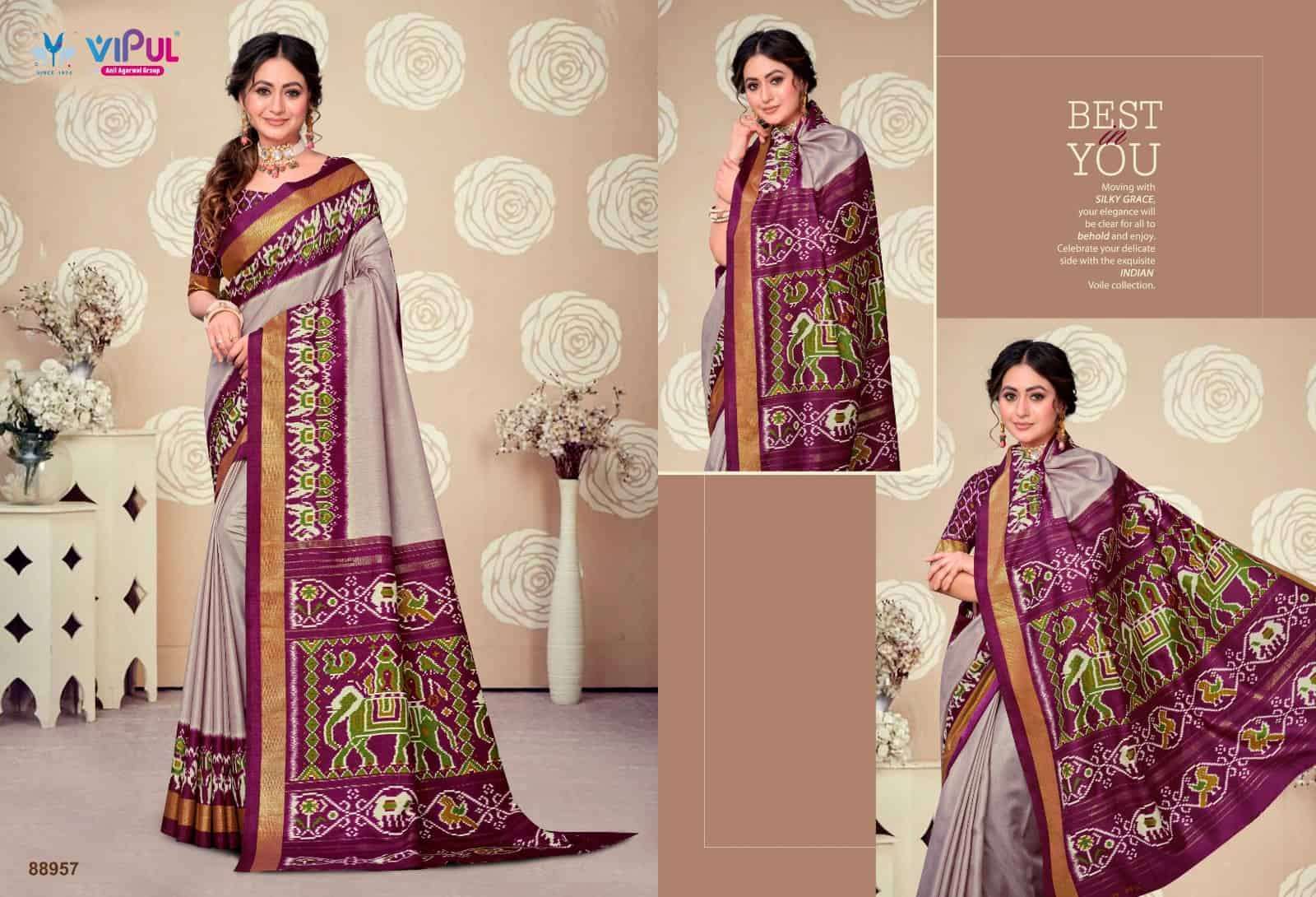 VIPUL FASHION SANTOSA SILK WITH  PATOLA BORDER SAREE