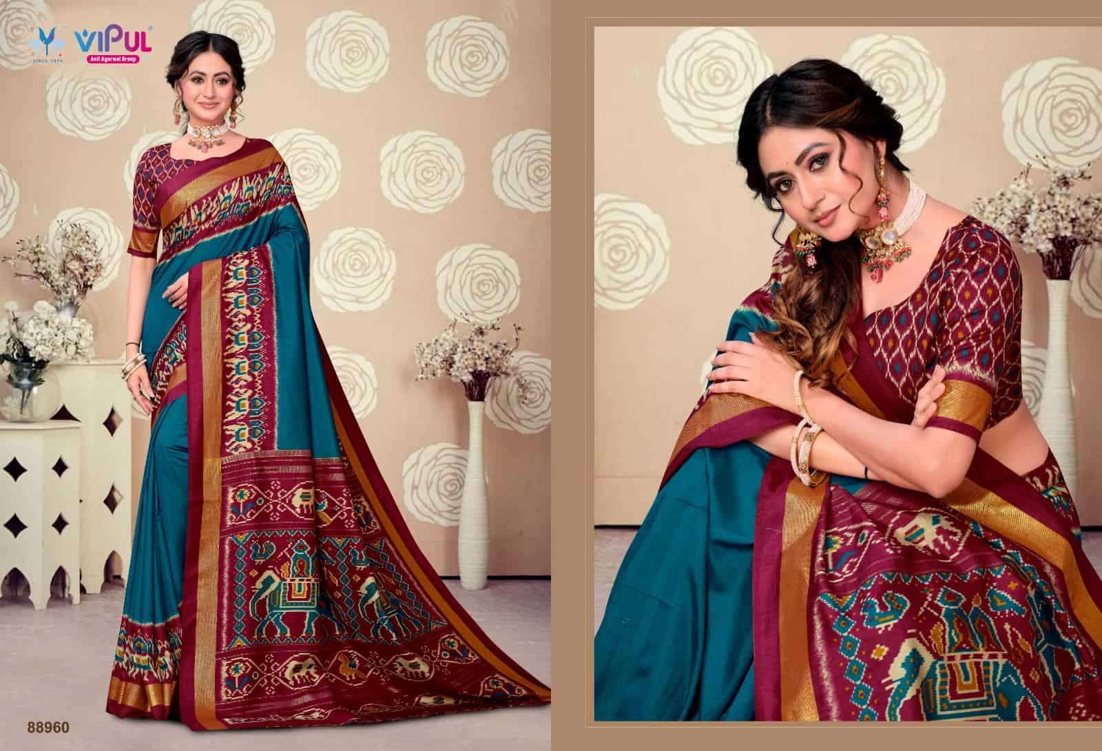 VIPUL FASHION SANTOSA SILK WITH  PATOLA BORDER SAREE