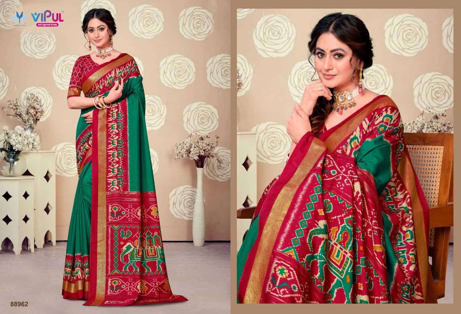 VIPUL FASHION SANTOSA SILK WITH  PATOLA BORDER SAREE
