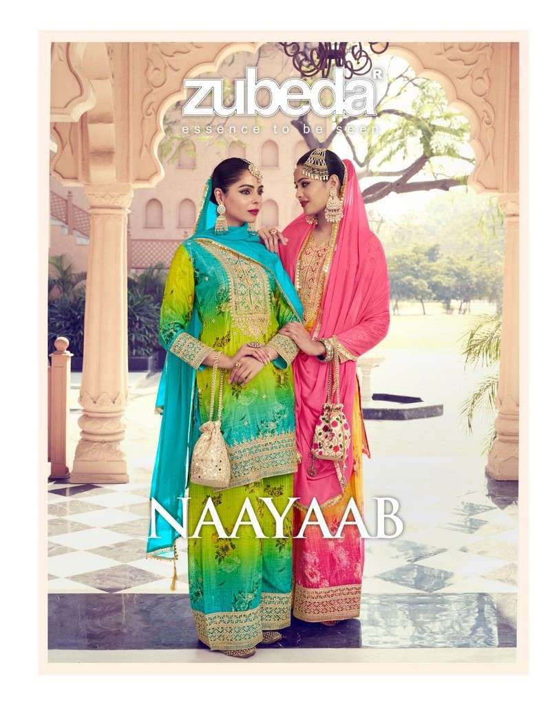 ZUBEDA NAAYAAB DESIGNER PALAZZO STYLE READYMADE SUITS 