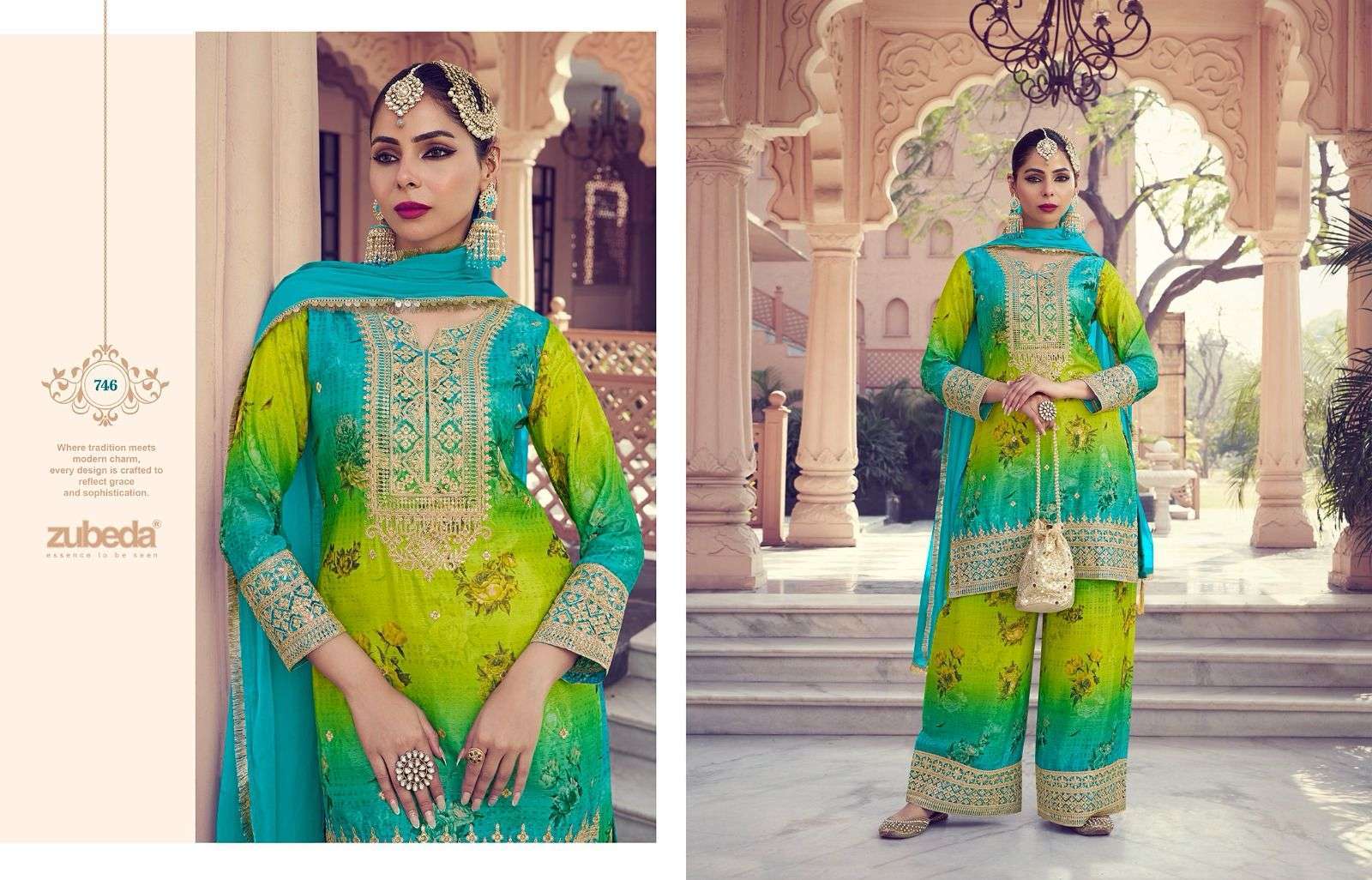 ZUBEDA NAAYAAB DESIGNER PALAZZO STYLE READYMADE SUITS 