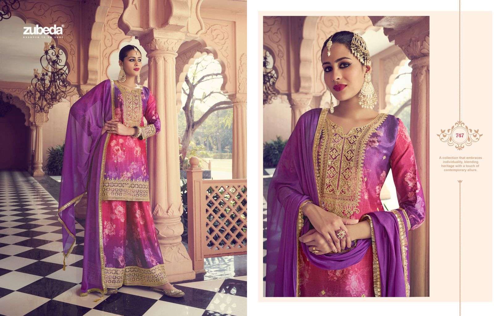 ZUBEDA NAAYAAB DESIGNER PALAZZO STYLE READYMADE SUITS 