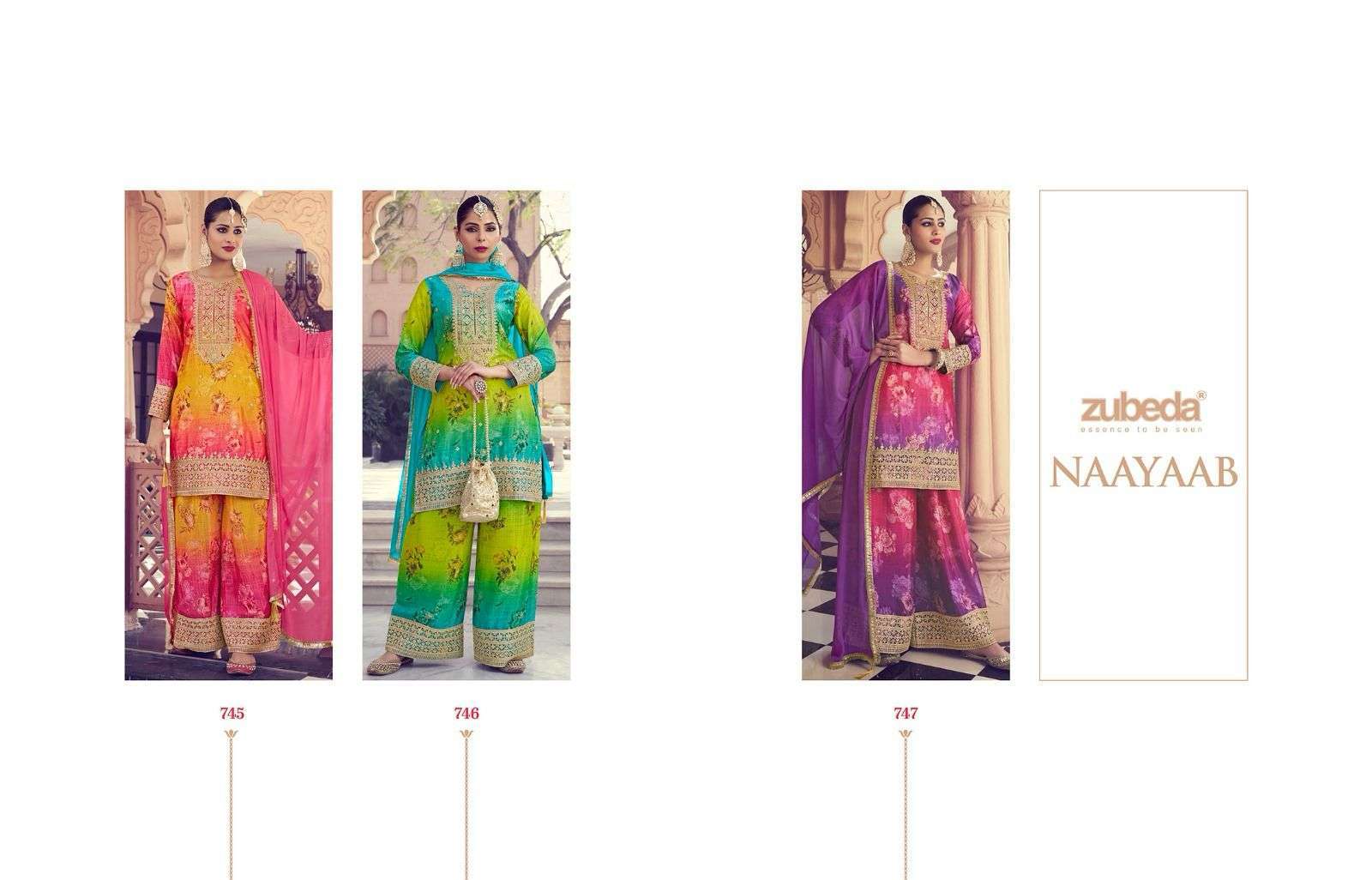 ZUBEDA NAAYAAB DESIGNER PALAZZO STYLE READYMADE SUITS 