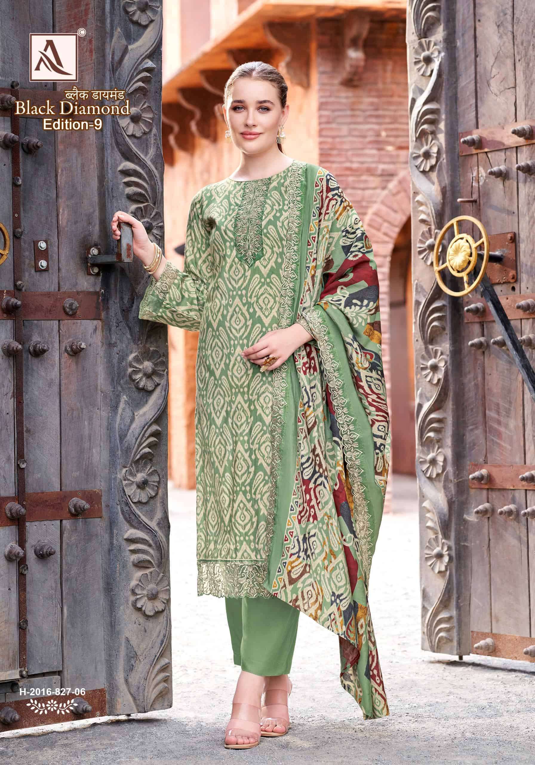 ALOK SUIT BLACK DIAMOND EDITION 9 FANCY RAYON SALWAR SUIT WHOLESALE 