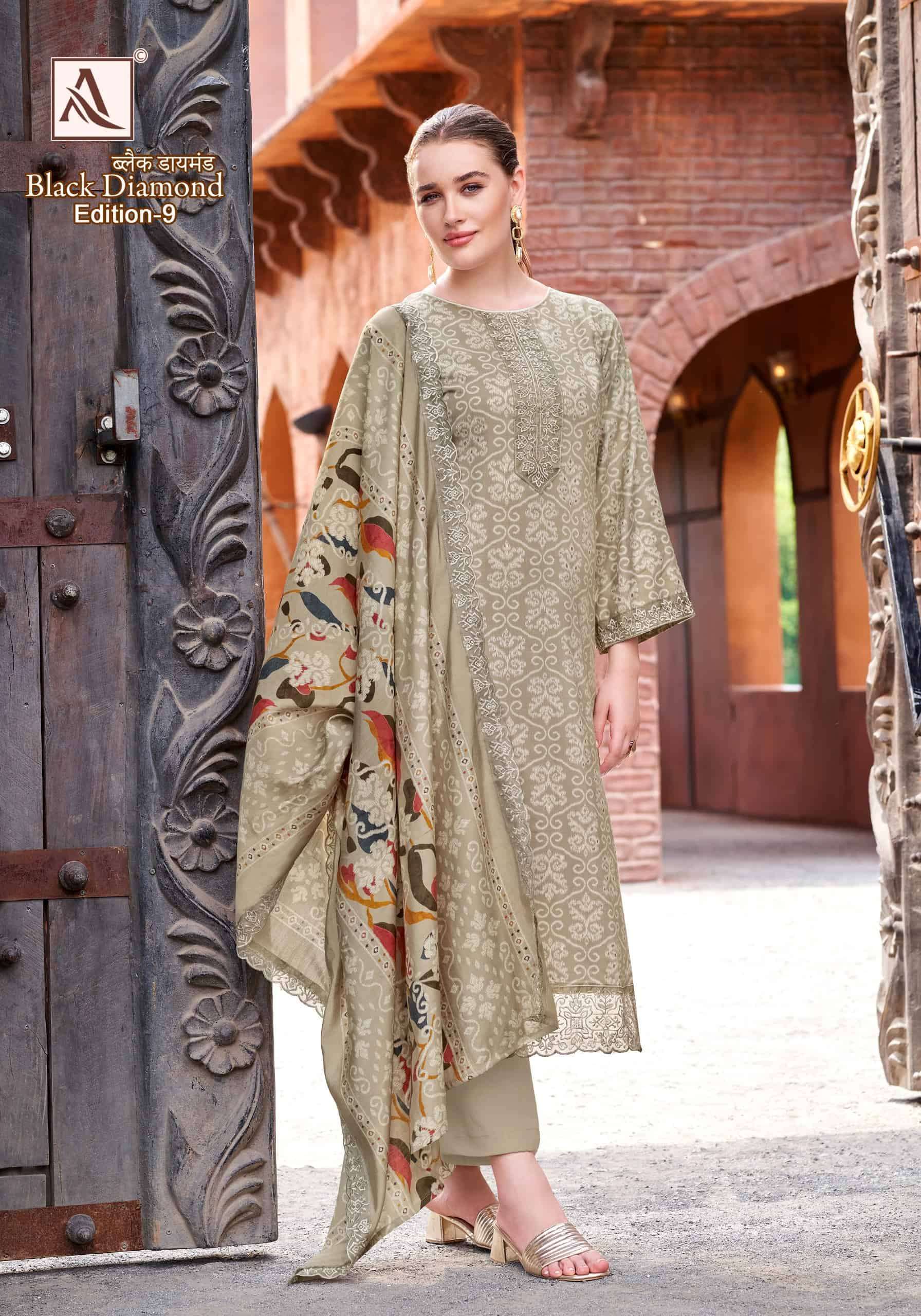 ALOK SUIT BLACK DIAMOND EDITION 9 FANCY RAYON SALWAR SUIT WHOLESALE 