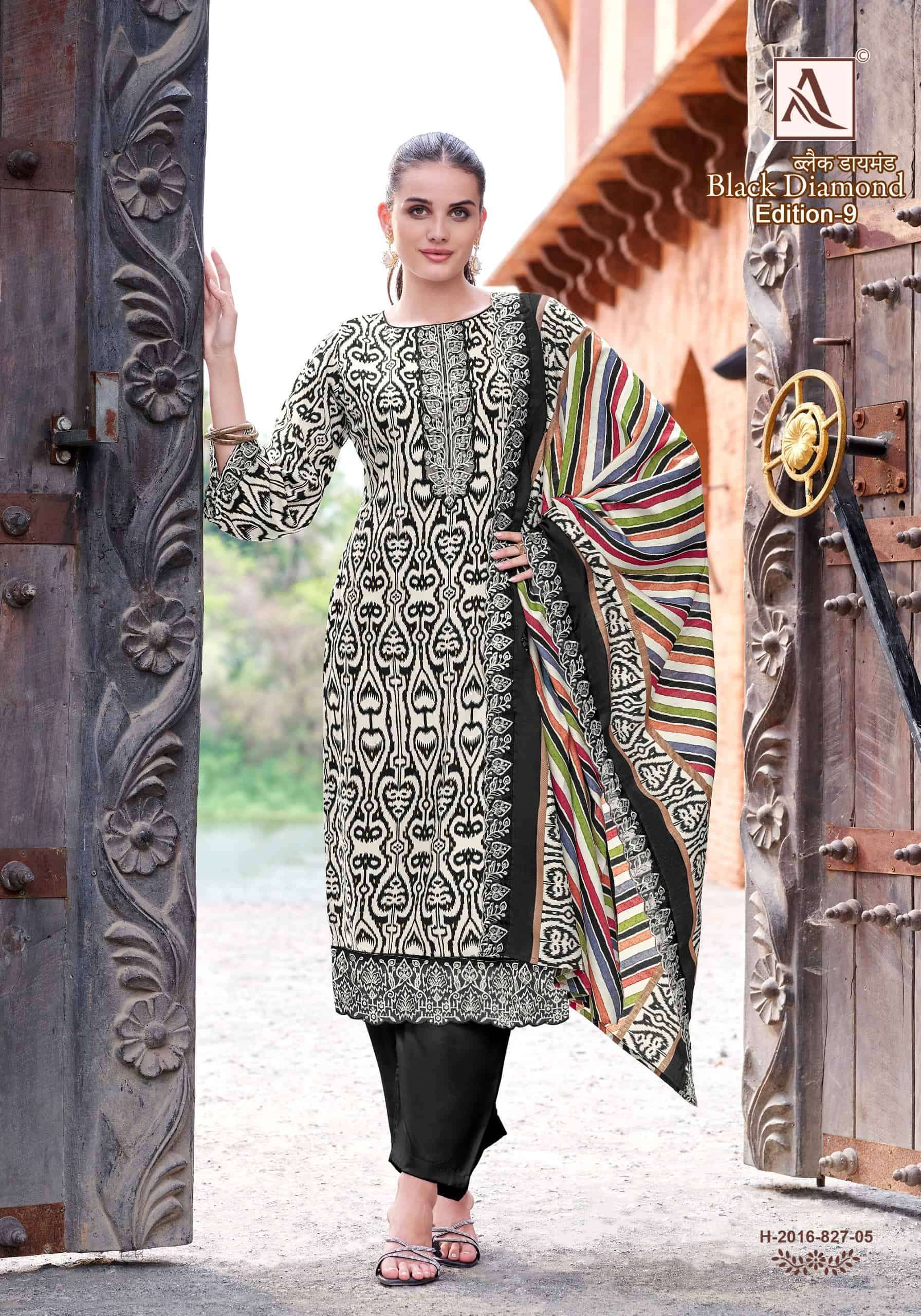 ALOK SUIT BLACK DIAMOND EDITION 9 FANCY RAYON SALWAR SUIT WHOLESALE 