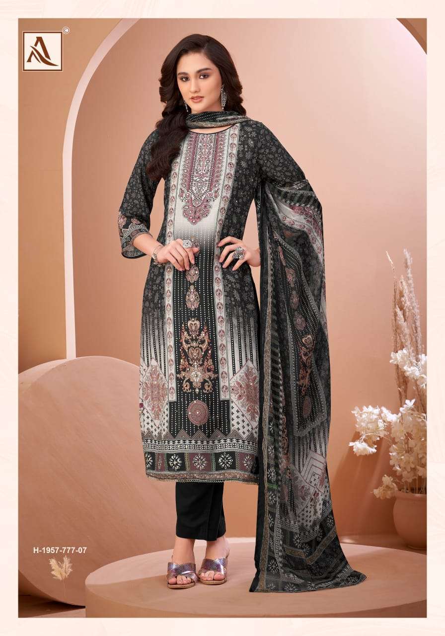 ALOK SUIT BLACK MIRROR FANCY MUSLIN LADIES SUIT FOR UNSTITCH RESELLER