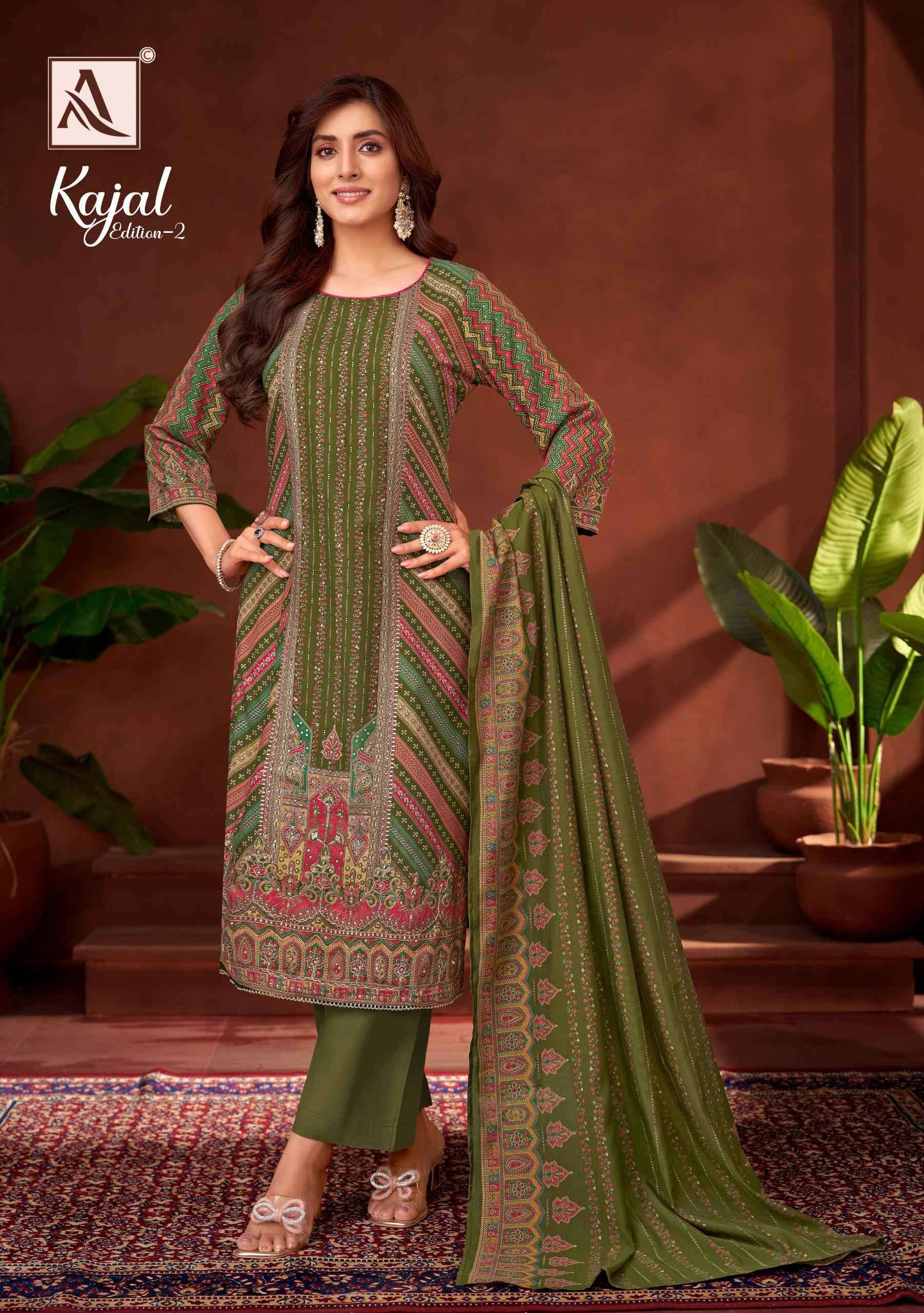 ALOK SUIT KAJAL VOL 2 FANCY BRAND RAYON PRINT SALWAR KAMEEZ CLOTH WOMEN DEALER