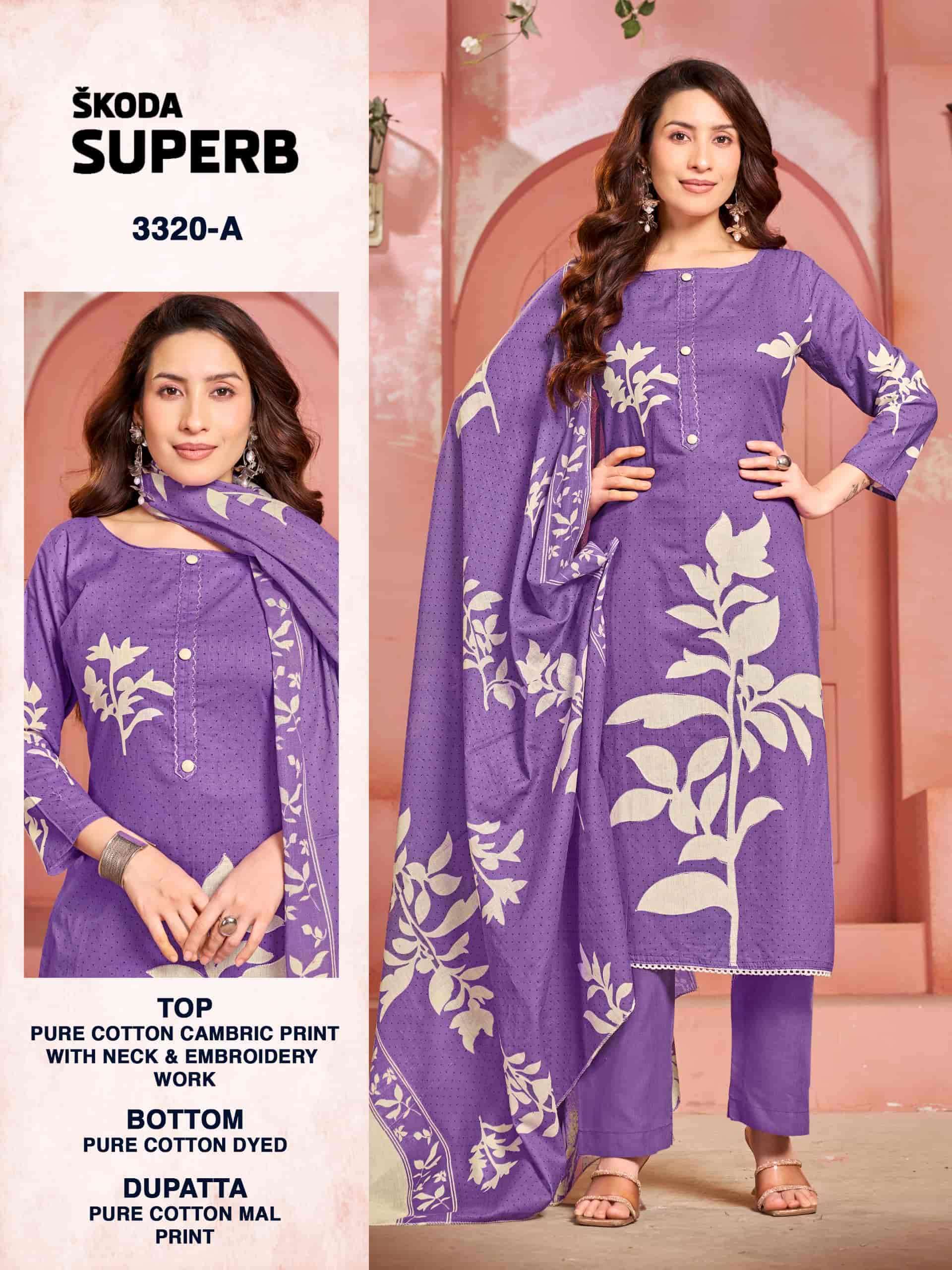 BIPSON SKODA SUPERB 3320 EXCLUSIVE PRINT COTTON UNSTITCH SUIT DEALER