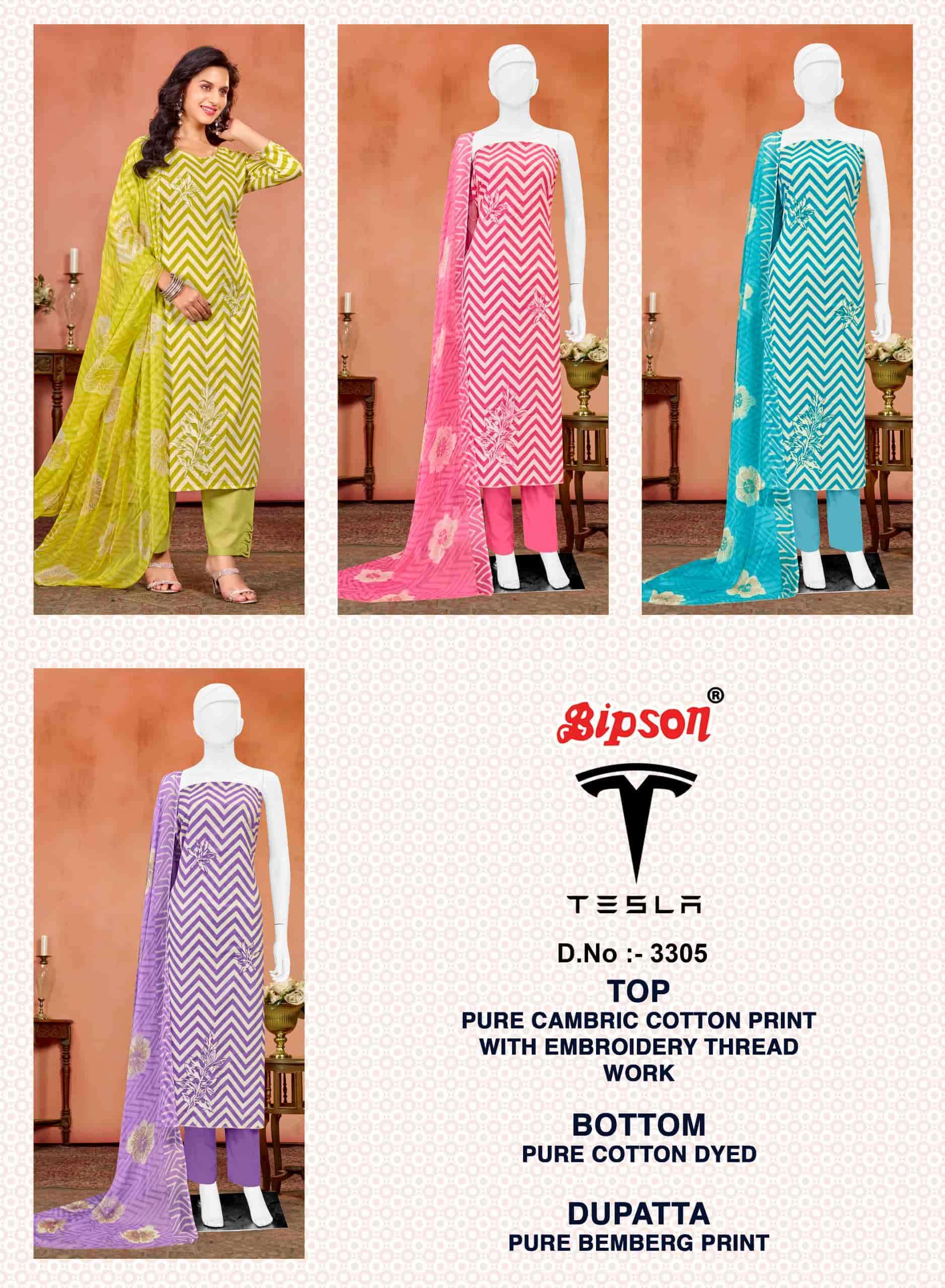 BIPSON TESLA 3305 FANCY LINEN DESIGN COTTON LADIES SUIT SUPPLIER ONLINE