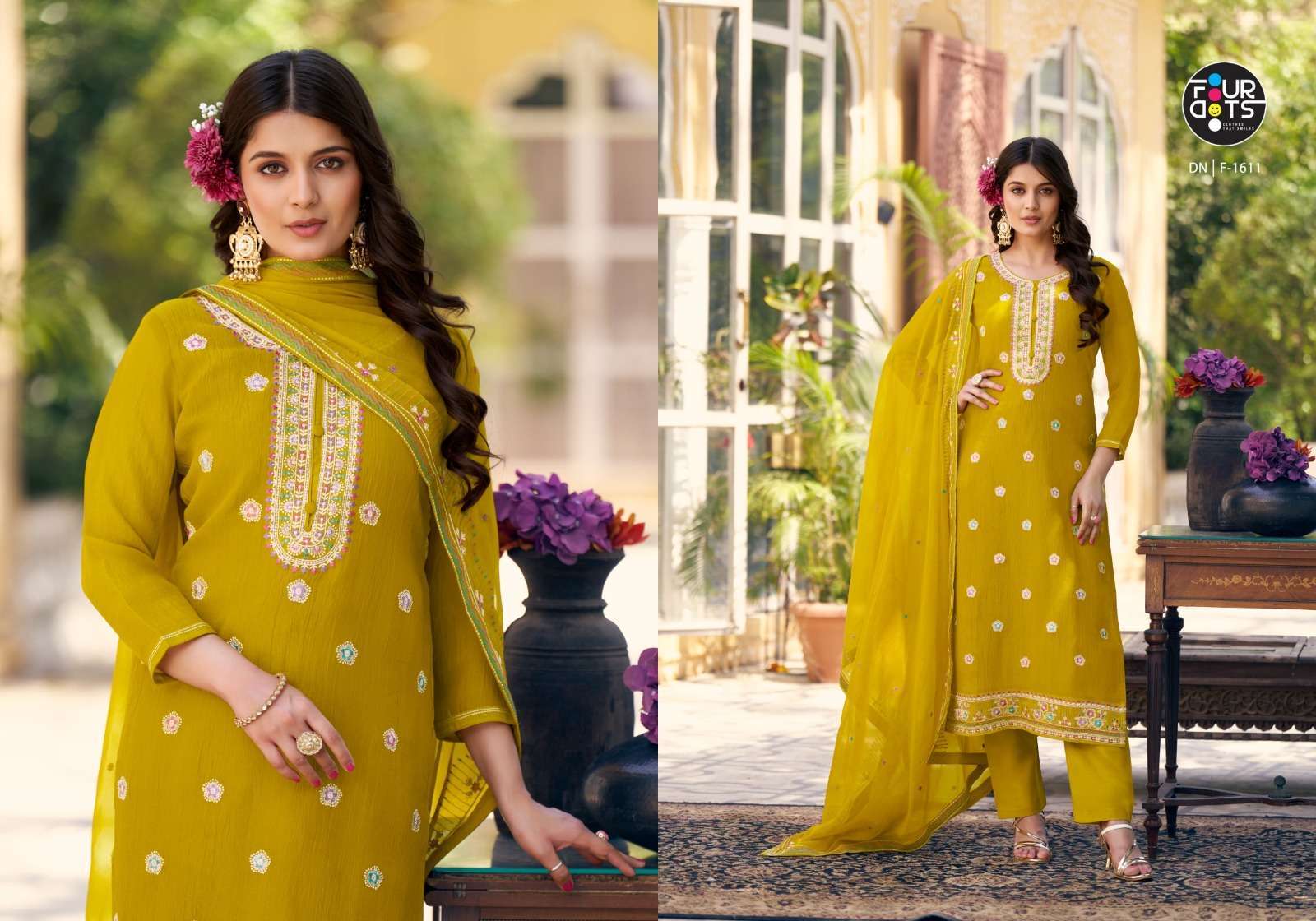 FOURDOTS IBADAT DESIGNER READYMADE SILK LADIES SUIT FOR WOMEN DEALER