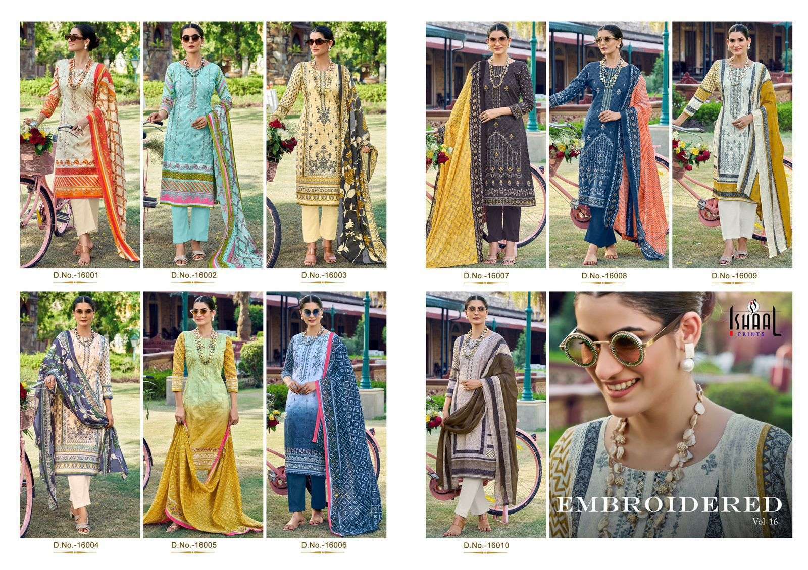 ISHAAL EMBROIDERY VOL 16 PURE LAWN COTTON DRESS CATALOG DEALER