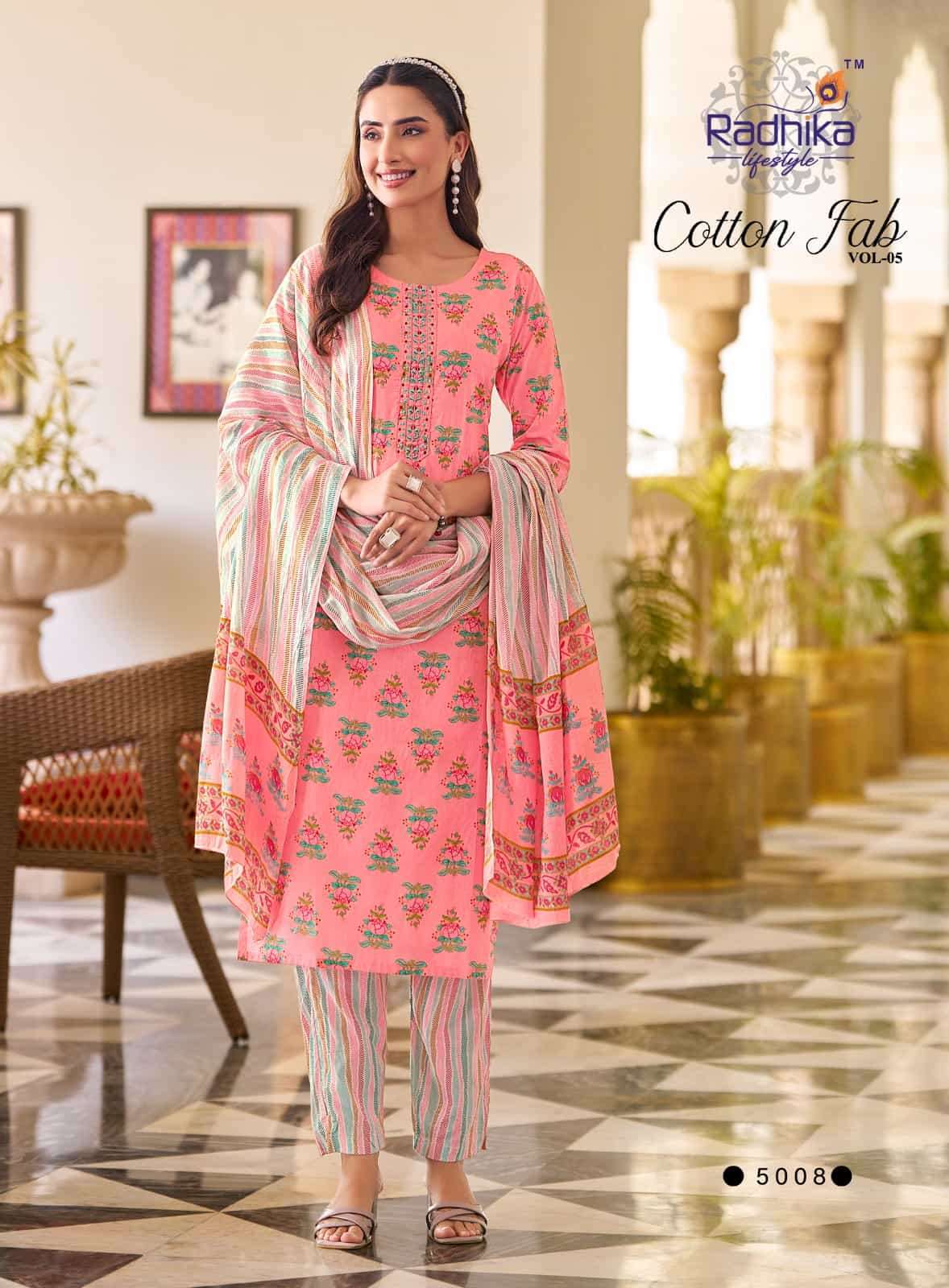 RADHIKA LIFESTYLE COTTON FAB VOL 15 COTTON STRAIGHT KURTI PANT SUIT WHOLESALE