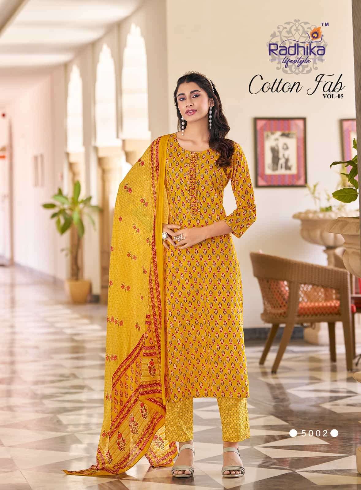 RADHIKA LIFESTYLE COTTON FAB VOL 15 COTTON STRAIGHT KURTI PANT SUIT WHOLESALE