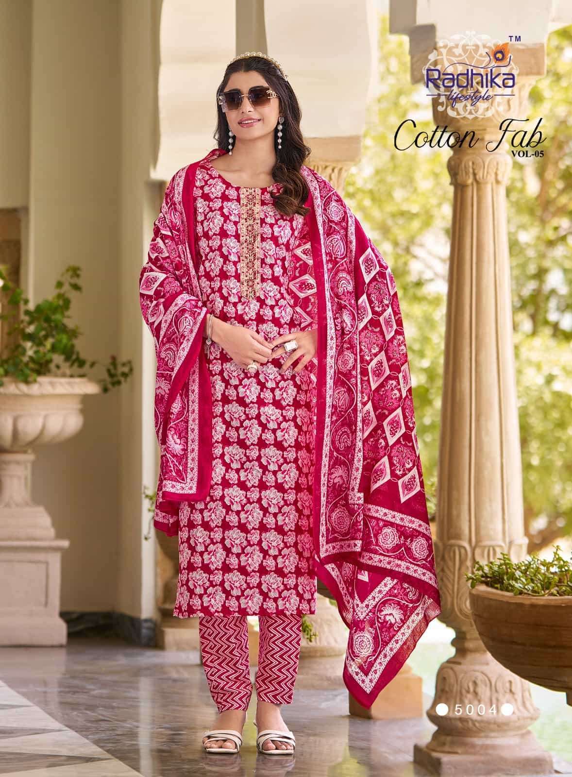 RADHIKA LIFESTYLE COTTON FAB VOL 15 COTTON STRAIGHT KURTI PANT SUIT WHOLESALE
