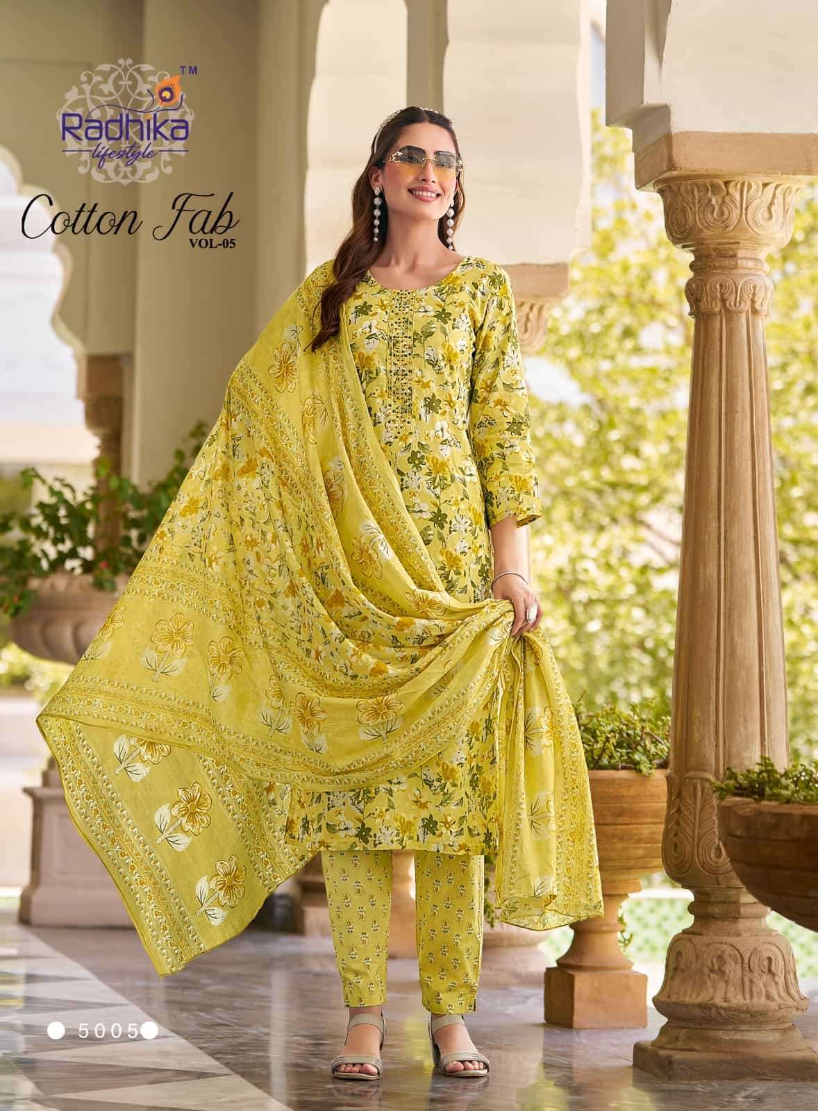RADHIKA LIFESTYLE COTTON FAB VOL 15 COTTON STRAIGHT KURTI PANT SUIT WHOLESALE