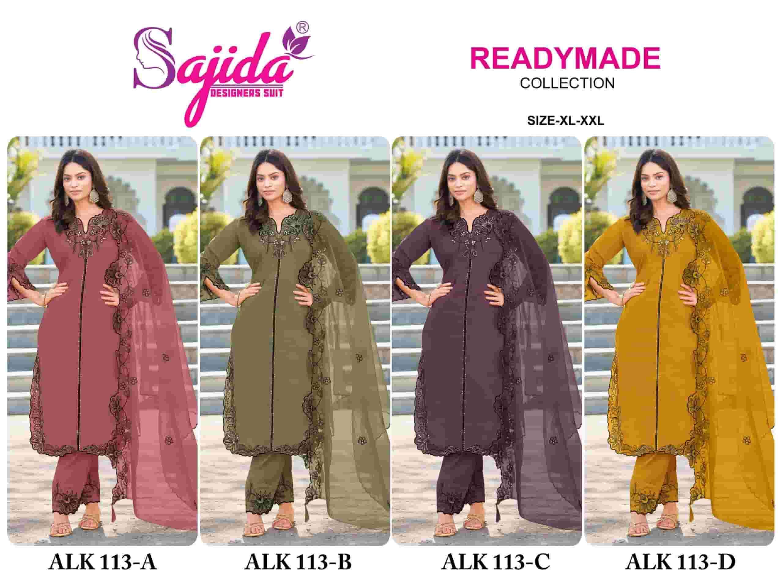 SAJIDA ALK 113 COLORS INDIAN PAKISTANI WORK SUIT FOR READYMADE CATALOG