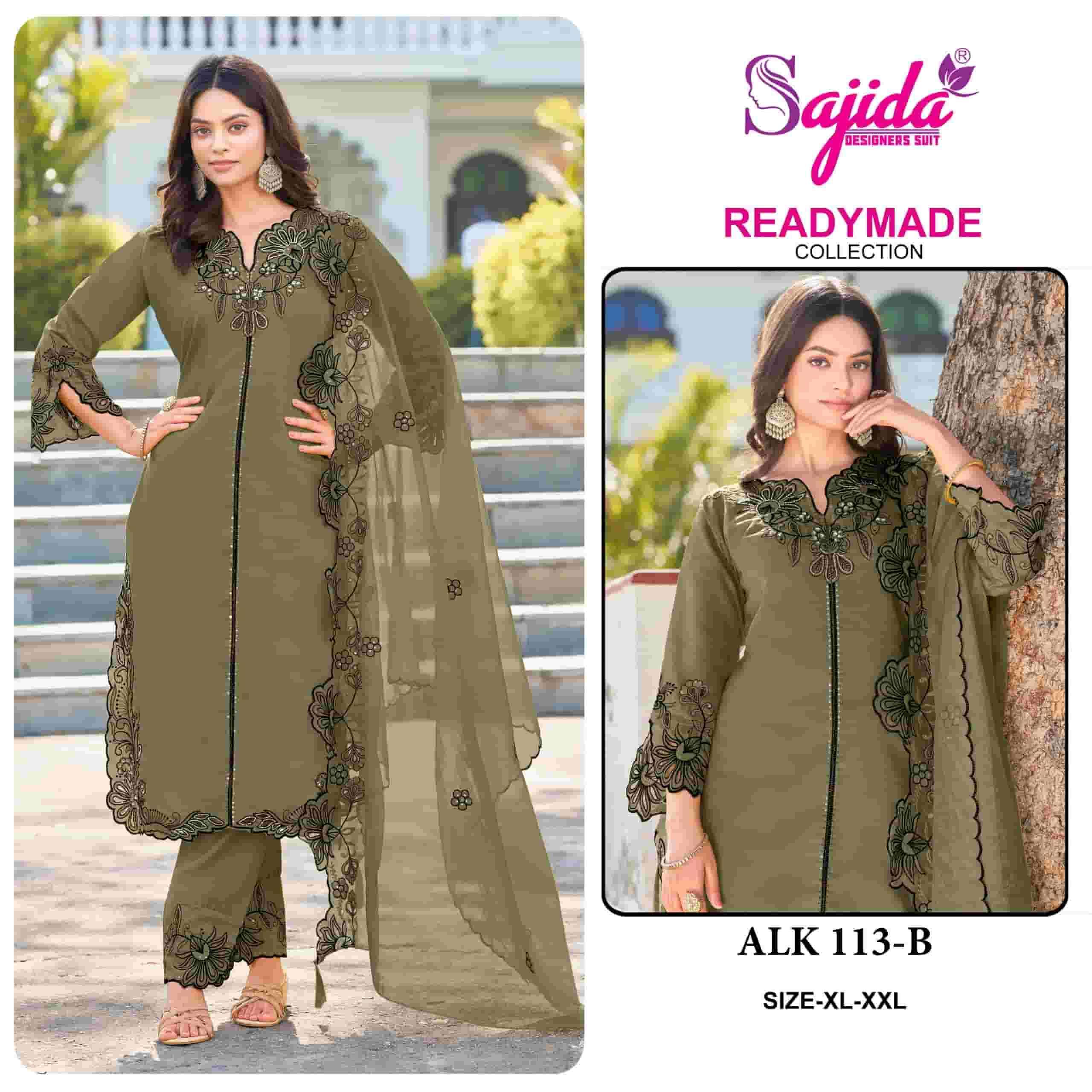 SAJIDA ALK 113 COLORS INDIAN PAKISTANI WORK SUIT FOR READYMADE CATALOG
