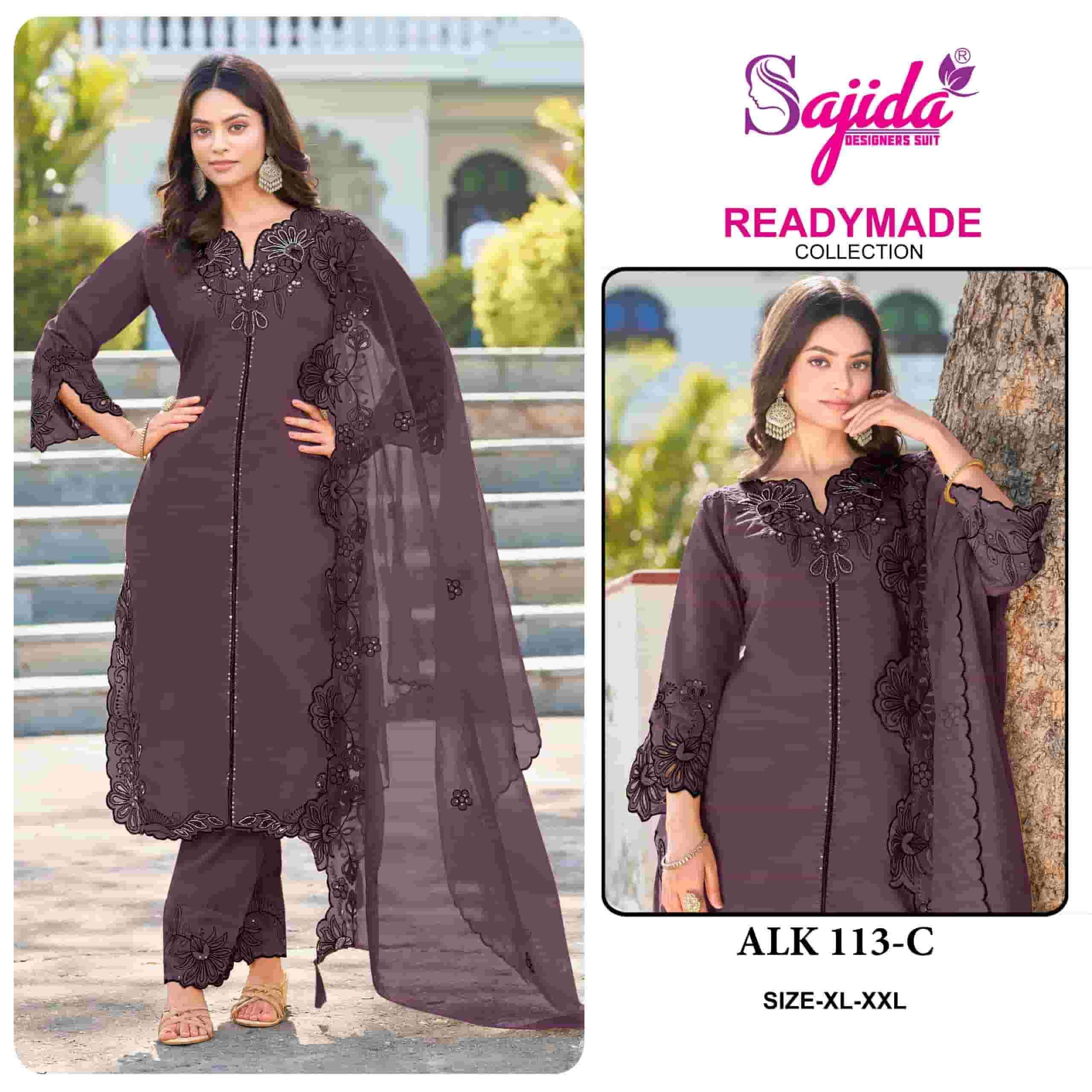 SAJIDA ALK 113 COLORS INDIAN PAKISTANI WORK SUIT FOR READYMADE CATALOG