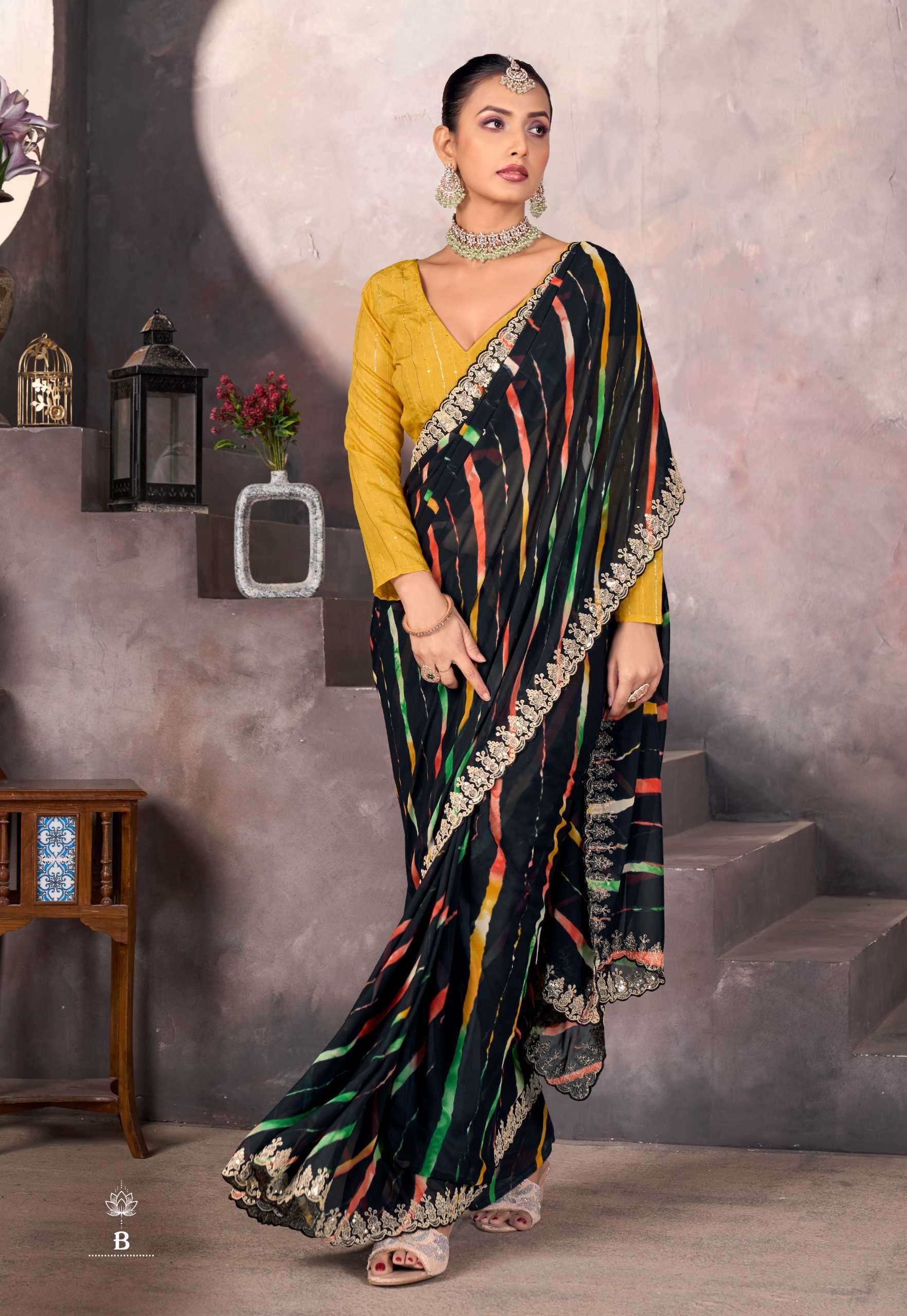 STAVAN SUNDRI GEORGETTE FABRIC FANCY BORDER SAREE 