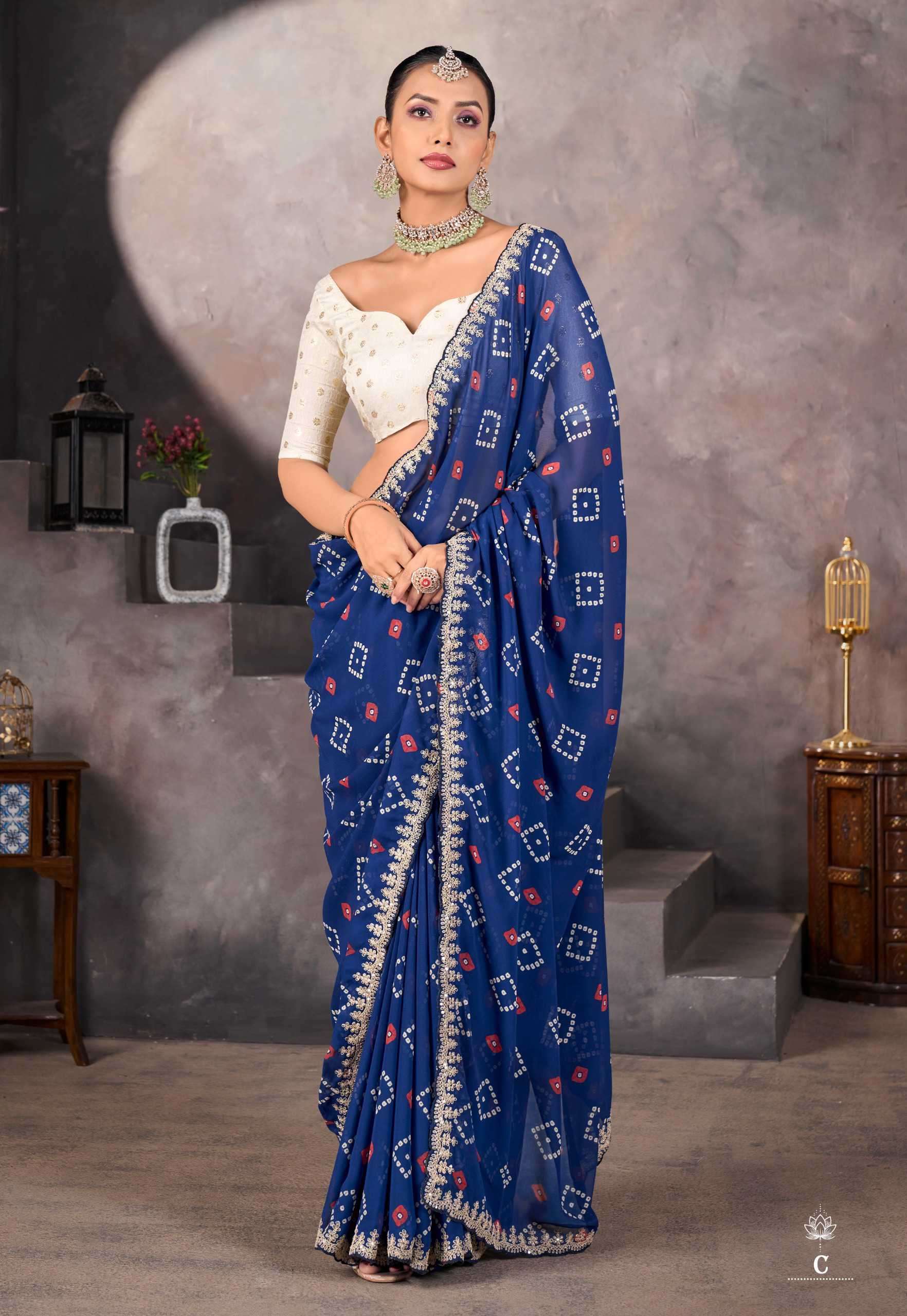 STAVAN SUNDRI GEORGETTE FABRIC FANCY BORDER SAREE 