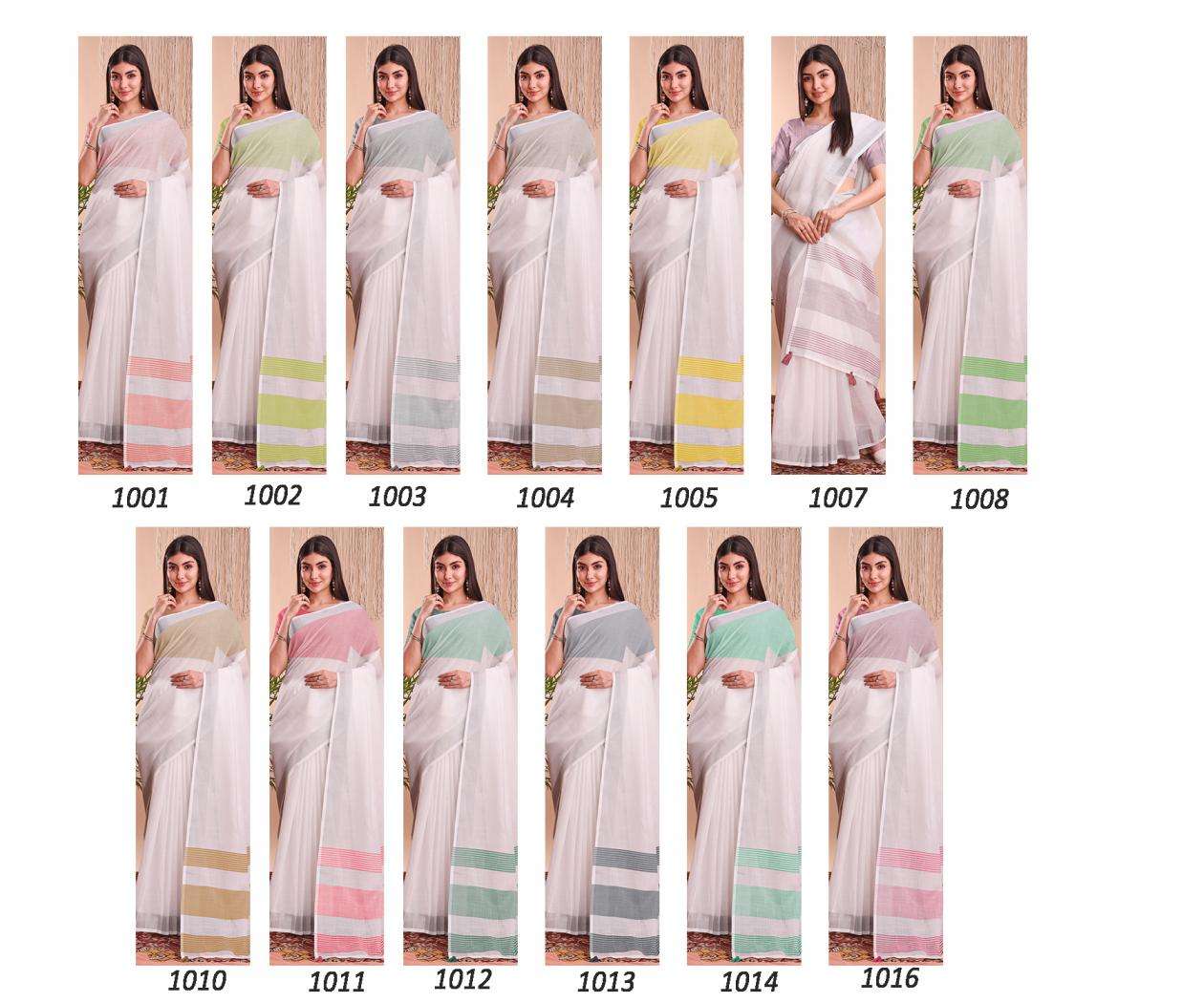 ASTITA THE WHITE LOOK SUMMER SPECIAL LINEN COTTON FABRIC FANCY LOOK SAREE 