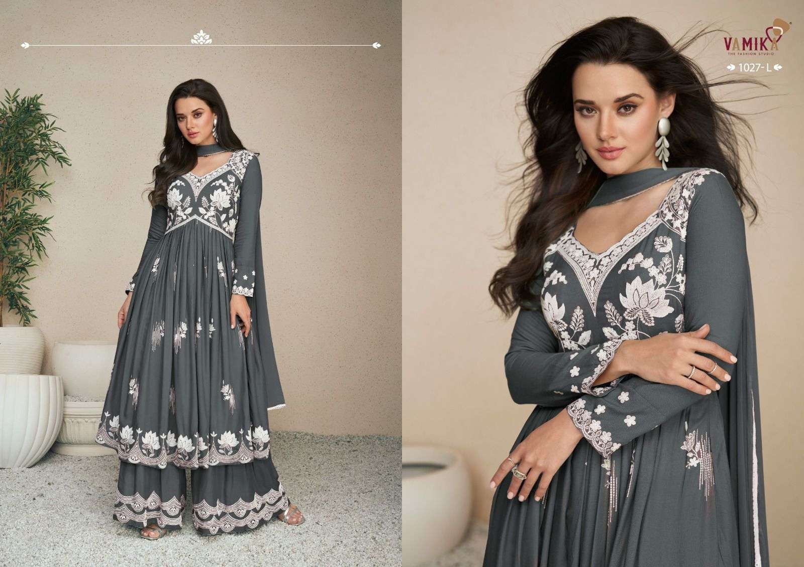 VAMIKA TM LAKHNAVI VOL 5 1027 RAYON LAKHNAVI ANARKALI KURTI PALAZZO SUIT DEALER