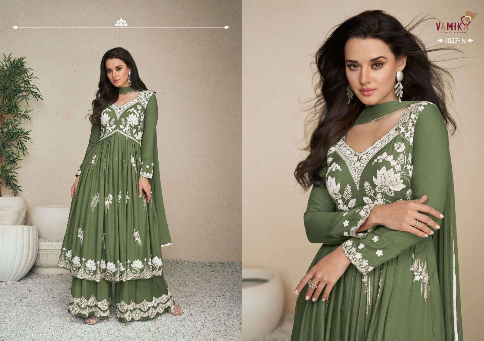VAMIKA TM LAKHNAVI VOL 5 1027 RAYON LAKHNAVI ANARKALI KURTI PALAZZO SUIT DEALER